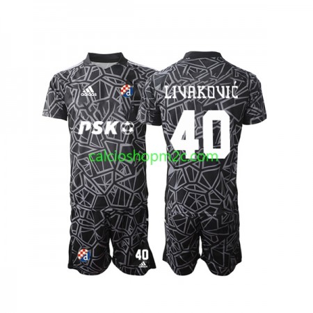 Dinamo Zagreb Livakovic 40 Portiere Bambino Maglia Prima 2022/2023 Manica Corta (+ Pantaloncini)